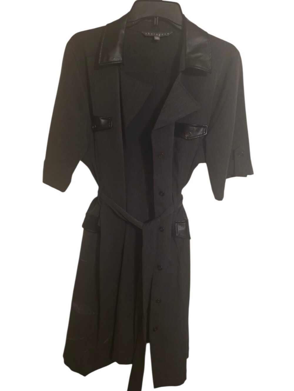 Sharagano Vintage-Inspired Charcol  BlackWomen's Trench Coat Dress